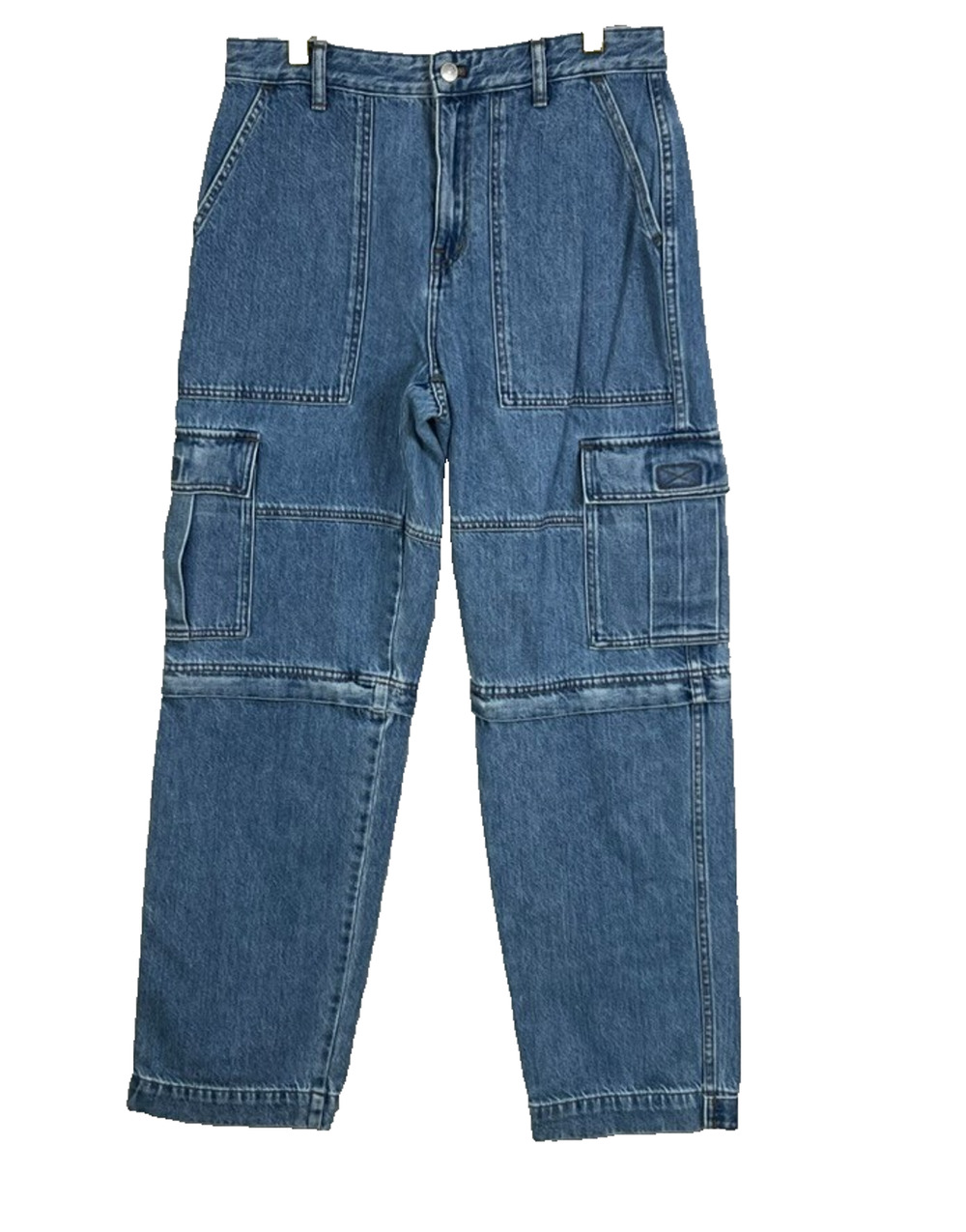 Madewell Jeans Womens 28 Baggy Straight Cargo Zip-Off Convertible Medium Wash